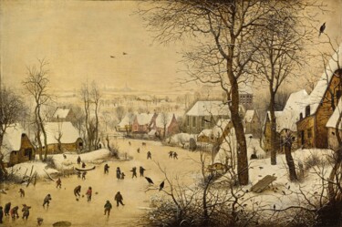 Peinture intitulée "Paysage d'hiver ave…" par Pieter Bruegel The Elder, Œuvre d'art originale, Huile