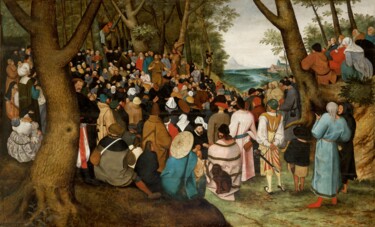 Malerei mit dem Titel "La prédication de s…" von Pieter Brueghel The Younger, Original-Kunstwerk, Öl