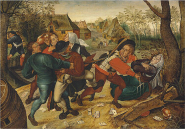 Painting titled "Une bagarre à la ca…" by Pieter Brueghel The Younger, Original Artwork, Oil