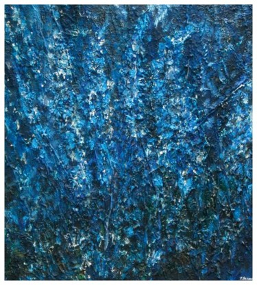 Schilderij getiteld "Bleu Flowers" door Pieter Bosma, Origineel Kunstwerk, Olie