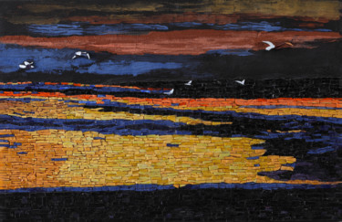 Scultura intitolato "Mosaic panel "Sea.…" da Tatiana Fololeeva, Opera d'arte originale, Mosaico