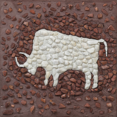 Sculptuur getiteld "Mosaic panel "White…" door Tatiana Fololeeva, Origineel Kunstwerk, Mozaïek