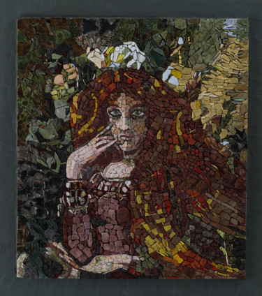 Skulptur mit dem Titel "Mosaic panel "Muse"" von Tatiana Fololeeva, Original-Kunstwerk, Mosaik