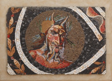 Scultura intitolato "Mosaic panel "Pan"" da Tatiana Fololeeva, Opera d'arte originale, Mosaico