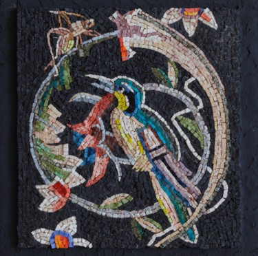 Scultura intitolato "Mosaic panel "Bird…" da Tatiana Fololeeva, Opera d'arte originale, Mosaico