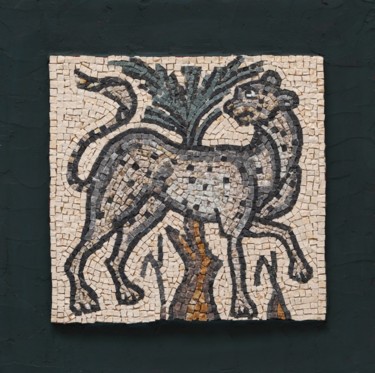 Sculpture intitulée "Mosaic artwork "Leo…" par Tatiana Fololeeva, Œuvre d'art originale, Mosaïque