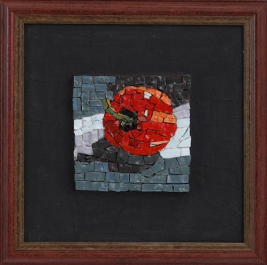 Sculpture titled "Mosaic art "Red and…" by Tatiana Fololeeva, Original Artwork, Mosaic