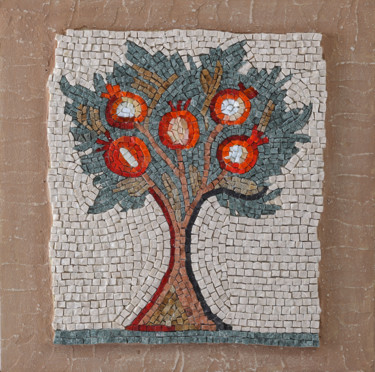 Sculpture titled "Mosaic panel "Pomeg…" by Tatiana Fololeeva, Original Artwork, Mosaic