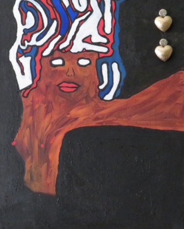 Pintura intitulada "Mãe dos Brincos Afr…" por Pedro Silvestre, Obras de arte originais, Acrílico