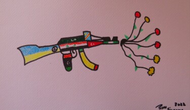 Ζωγραφική με τίτλο "All Wars Want Peace" από Pedro Silvestre, Αυθεντικά έργα τέχνης, Μαρκαδόρος