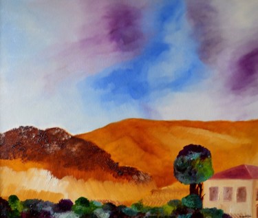 Painting titled "Casa in collina" by Pietro Uguagliati, Original Artwork, Oil