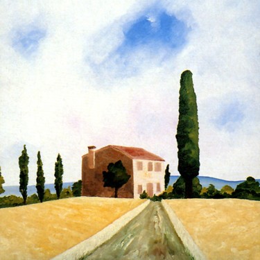 Pittura intitolato "La casa sulla colli…" da Pietro Uguagliati, Opera d'arte originale, Olio