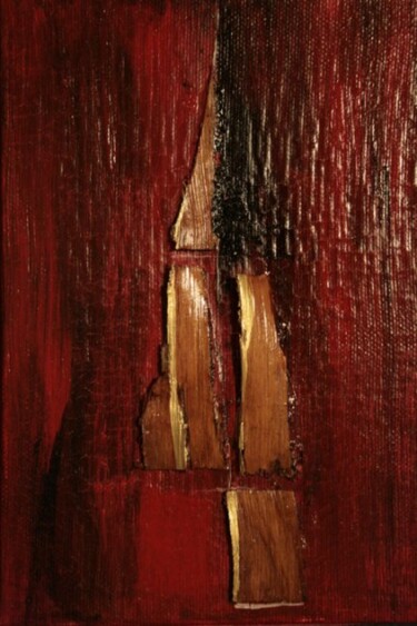 Pittura intitolato "rossolegnocinque" da Pietro Barone, Opera d'arte originale