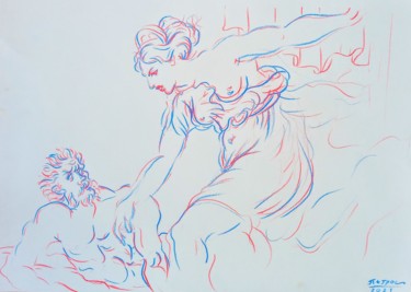 Dessin intitulée "Hera calls Sono" par Pietro Di Pompeii, Œuvre d'art originale, Crayon