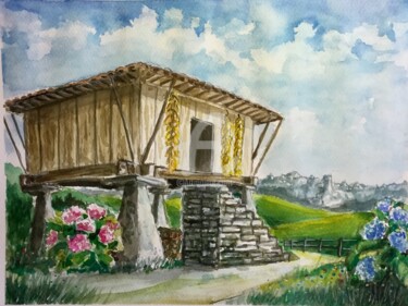 Painting titled "Asturias" by Pietro Mari, Original Artwork, Watercolor