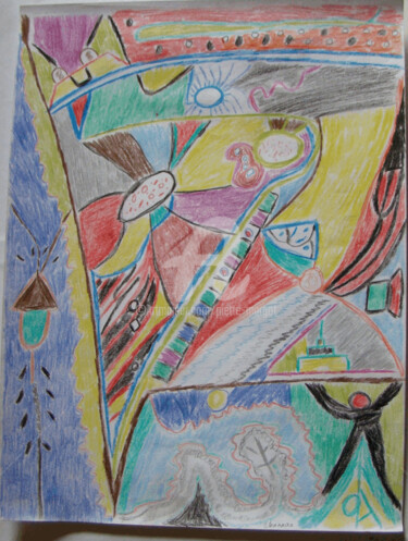 Dessin intitulée "Un joyeux bordel" par Gomard, Œuvre d'art originale, Crayon