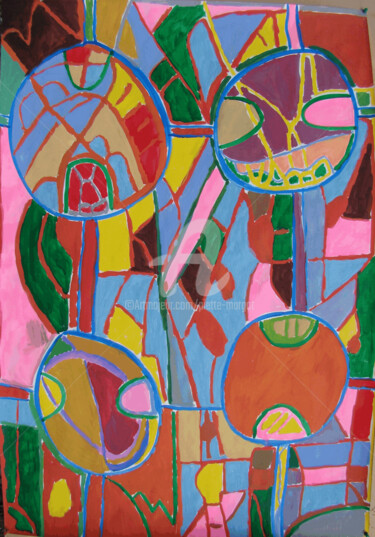 Painting titled "Quatuor" by Gomard, Original Artwork, Acrylic
