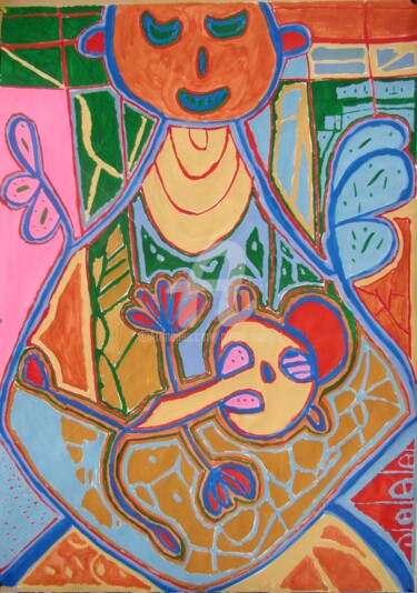 Peinture intitulée "La grossesse" par Gomard, Œuvre d'art originale, Acrylique