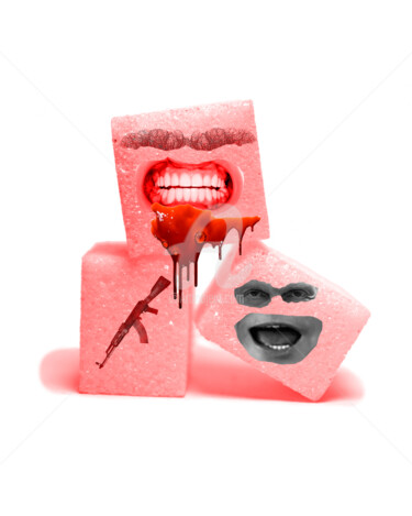 Digitale Kunst getiteld "Pink sugar with a m…" door Piggly Giggly, Origineel Kunstwerk, 2D Digital Work