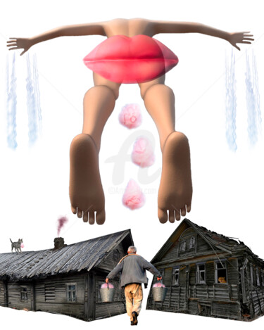 Arts numériques intitulée ""Cotton candy disch…" par Piggly Giggly, Œuvre d'art originale, Travail numérique 2D
