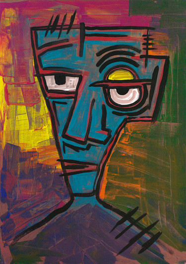 Картина под названием "The Monster" - Simon Houlton, Подлинное произведение искусства, Акрил Установлен на Деревянная рама д…