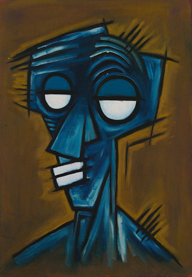 Painting titled "Melancholy and the…" by Simon Houlton, Original Artwork, Oil Mounted on Wood Stretcher frame