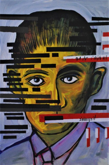 Pintura titulada "Kafka Redacted" por Simon Houlton, Obra de arte original, Acrílico Montado en Bastidor de camilla de madera