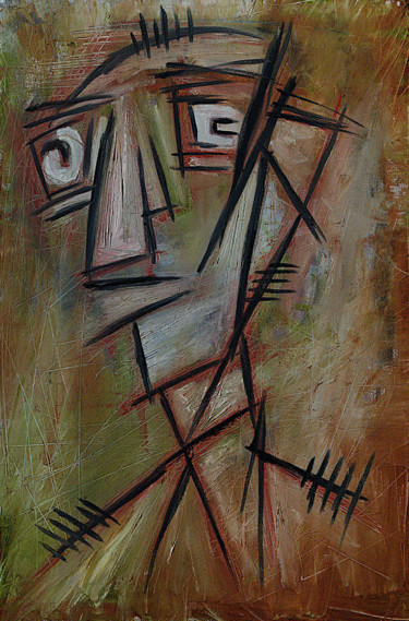 Painting titled "Portrait of a young…" by Simon Houlton, Original Artwork, Acrylic Mounted on Wood Stretcher frame