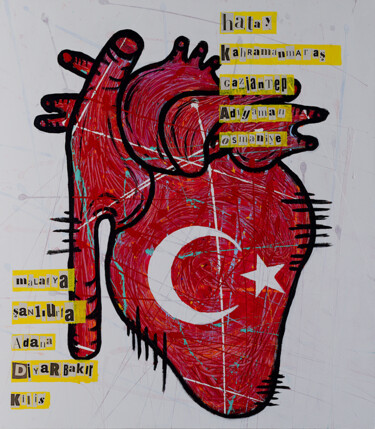 绘画 标题为“Turkey Earthquake 0…” 由Simon Houlton, 原创艺术品, 丙烯 安装在木质担架架上