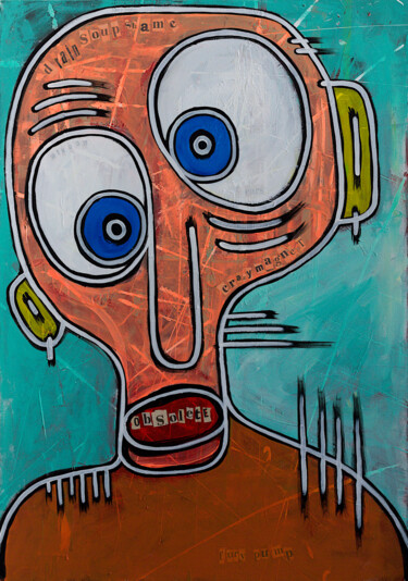 Painting titled "Drain Soup Shame" by Simon Houlton, Original Artwork, Acrylic Mounted on Wood Stretcher frame