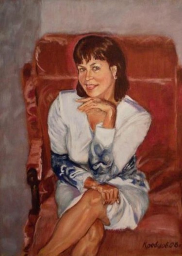 Painting titled "Дама в кресле" by Iurii Kravtsov, Original Artwork, Oil