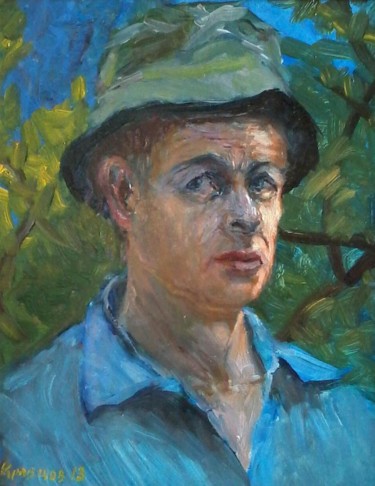 Painting titled "Автопортрет на плен…" by Iurii Kravtsov, Original Artwork