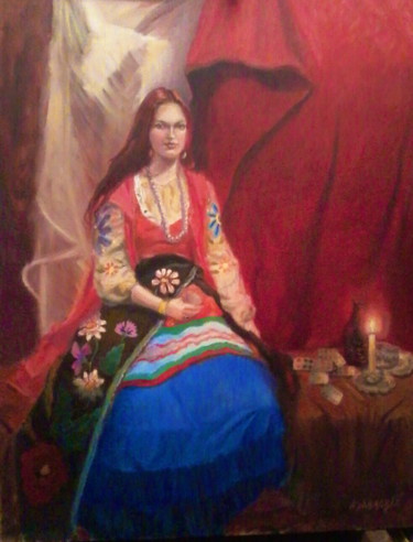 Painting titled "Гадание." by Iurii Kravtsov, Original Artwork