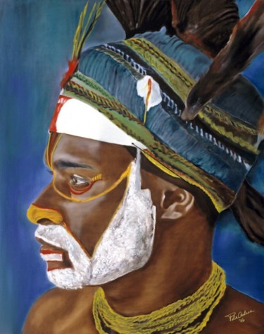 Painting titled "Papua New Guinea Wa…" by Pila Cadena, Original Artwork, Oil