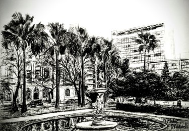 Drawing titled "Fonte da Praça da L…" by Pìlades, Original Artwork, Pencil