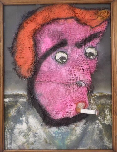 Textielkunst getiteld "Pink puff" door Pilado, Origineel Kunstwerk, Draad