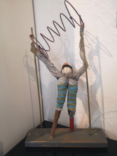 Sculpture titled "Saltare in banco" by Pilado, Original Artwork, Wire