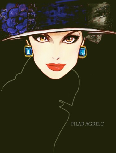 Dibujo titulada "Blue ,Fashion Art ,…" por Pilar Agrelo Art Studio, Obra de arte original, Lápiz