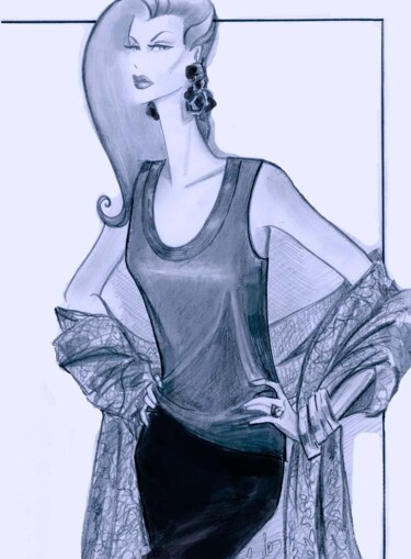 Dessin intitulée "fashion Illustratio…" par Pilar Agrelo Art Studio, Œuvre d'art originale, Crayon