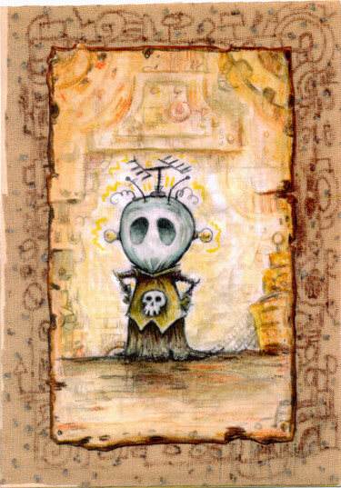 Peinture intitulée "Robot -Boy a little…" par Pilar Agrelo Art Studio, Œuvre d'art originale, Crayon