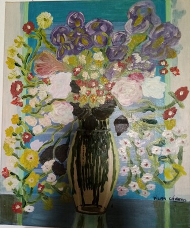 Schilderij getiteld "bouquet fleuri" door Pilar Canovas, Origineel Kunstwerk, Olie