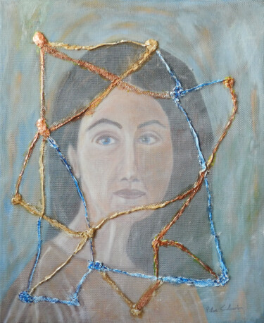 Colagens intitulada "Redes" por Pilar Cidoncha, Obras de arte originais, Óleo Montado em Armação em madeira
