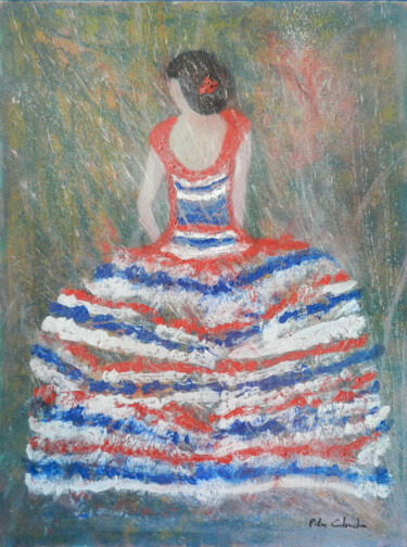 Картина под названием "En la feria" - Pilar Cidoncha, Подлинное произведение искусства, Масло Установлен на Деревянная рама…