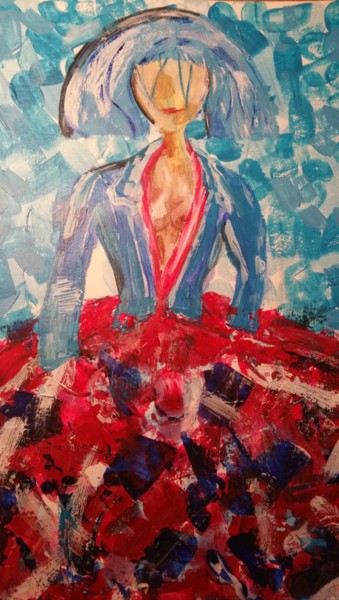 Pintura titulada "Menina del pelo azul" por Pilar Cotón, Obra de arte original, Acrílico
