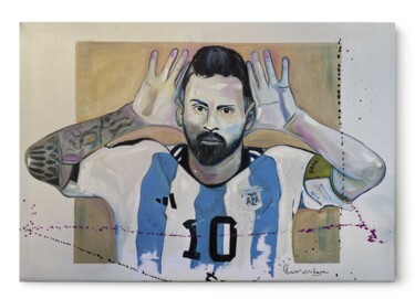 Malerei mit dem Titel "Messi “Topo-Gigio“-…" von Pilar Ortega, Original-Kunstwerk, Öl