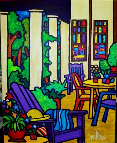 Painting titled "Side Porch" by Nick Piliero, Original Artwork, Oil