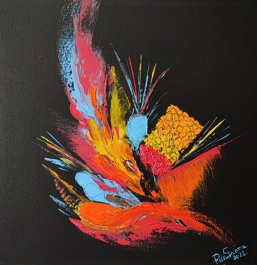 Painting titled "ABSTRAIT 19" by Pili Gaona, Original Artwork, Oil