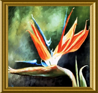 Painting titled "OISEAU DU PARADIS" by Pili Gaona, Original Artwork, Oil