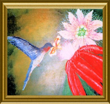 Painting titled "FLEUR DE LA PASSION" by Pili Gaona, Original Artwork