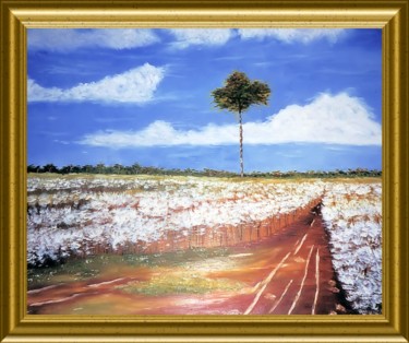 Painting titled "CHAMP DE COTON" by Pili Gaona, Original Artwork